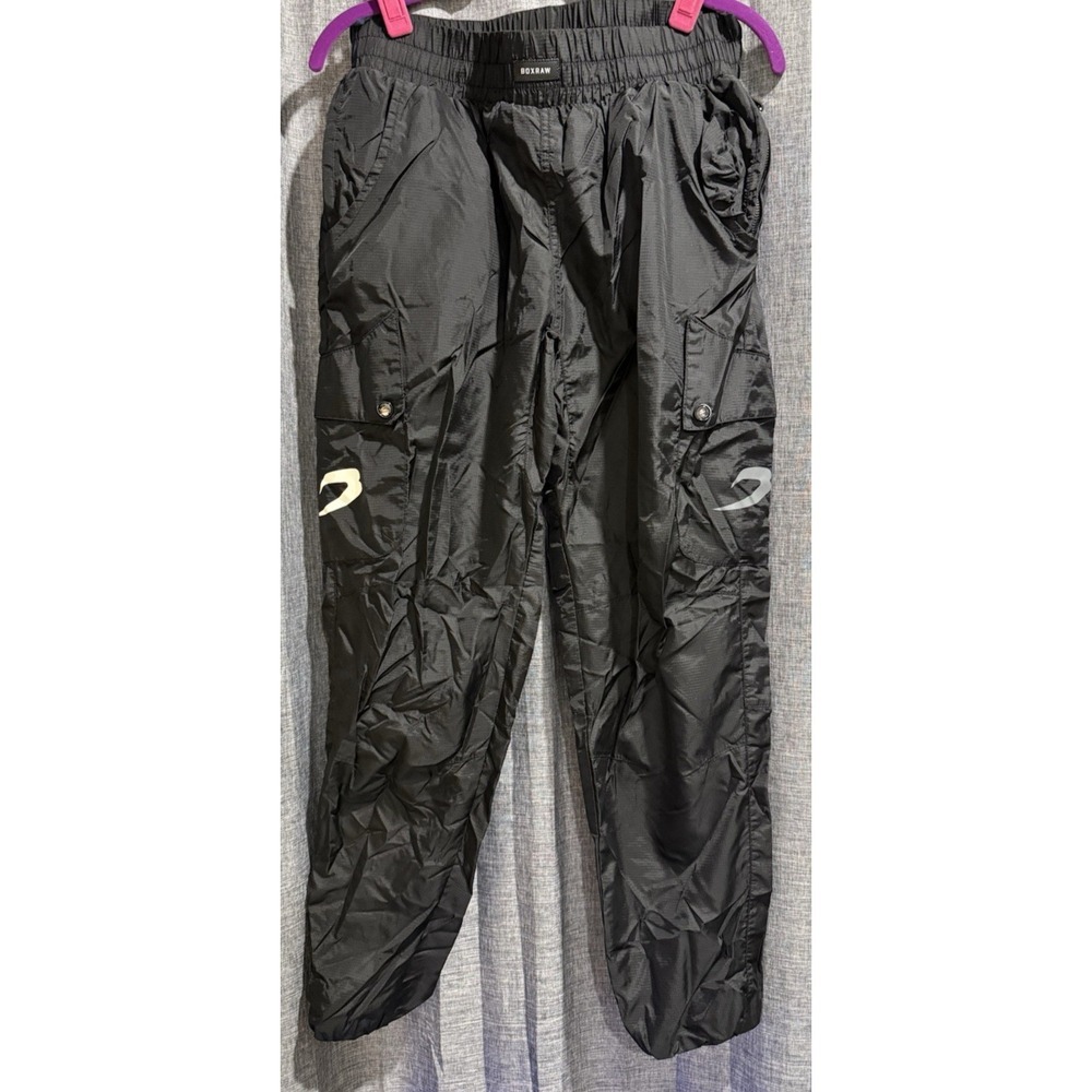 BOXRAW Boxing Dundee Cargo LFG Pants Mens Medium Jogger Black Pockets Drawstring